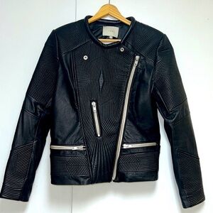 IRO Black Geometric Leather Jacket